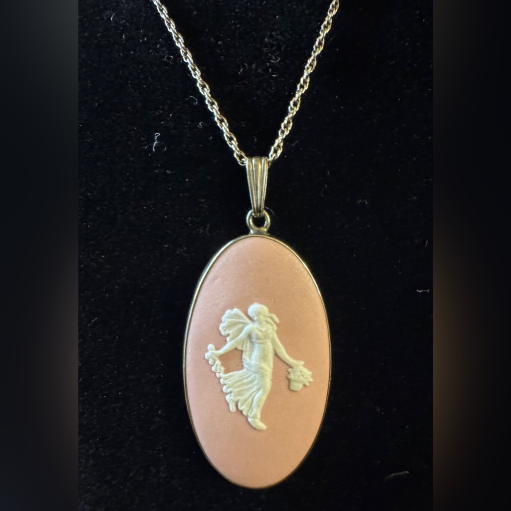Wedgwood Pink Jasperware Dancing Hours Silver-Toned Pendant And Chain